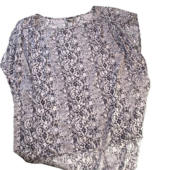 CONVERSE One Star Lightweight Flowy Cap Sleeve Blouse Tunic in Gray Pattern Sz L - Picture 4 of 9